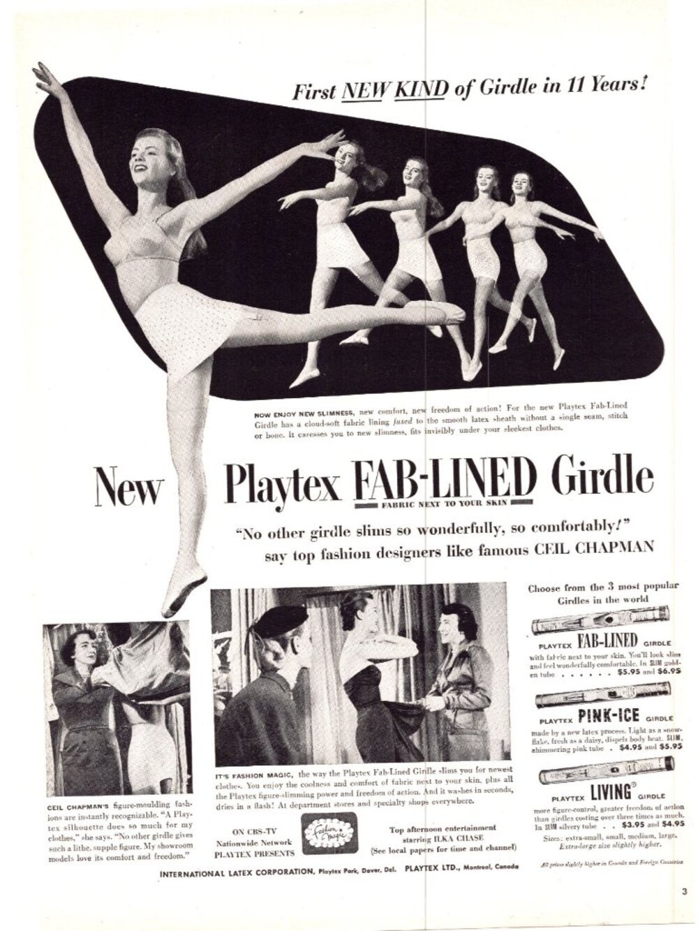1951 Playtex Fab-Lined Girdle Vintage Print Ad Ballerina Ballet Dancer Wall Art